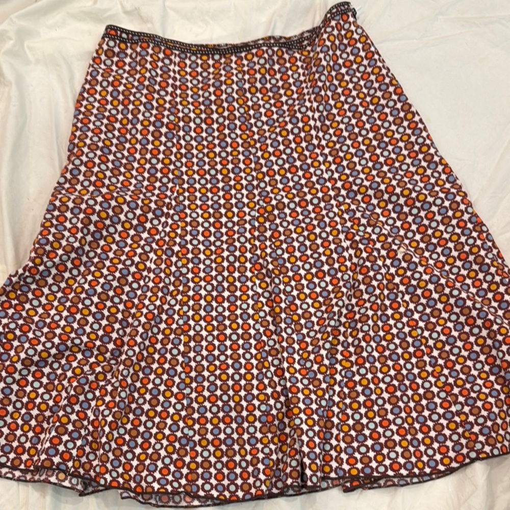 Vibrant Orange and Black Patterned Midi Skirt